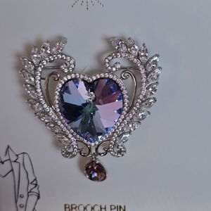 Eye Candy Purple Pink Heart Brooch New In Box